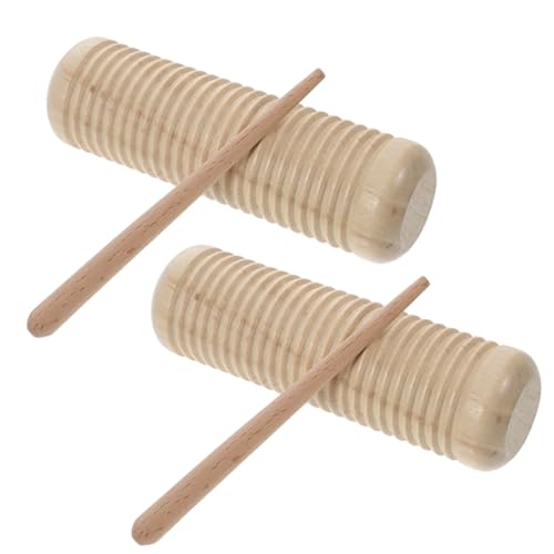 HANABASS 2 Sets Guiro Percussion Instruments for Educational Music Rhythm Wood Material for Early Learning and Coordination Development