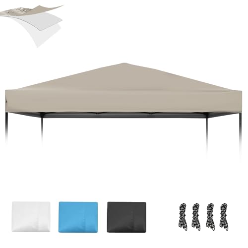 1010 Canopy Replacement Top Pop Up Canopy Replacement Tent Cover for Straight Leg Frame Waterproof Canopy Top Cover for Garden Patio Camping (Top Only)(Khaki)