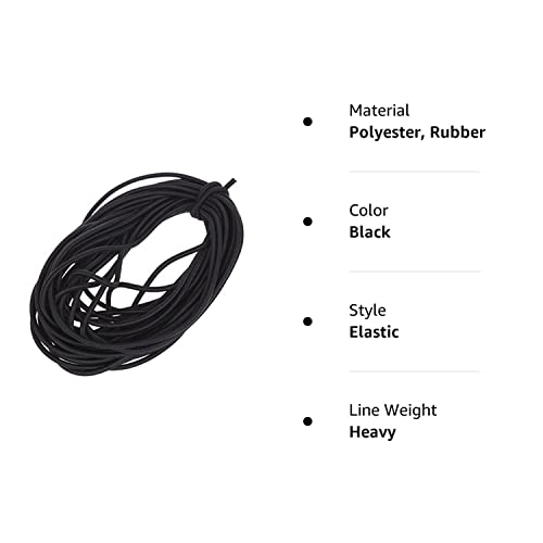 1/8-Inch (3Mm) Black Heavy Stretch Round String Elastic Cord (Cut Of 10 Yards) #TOP1
