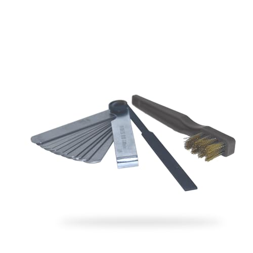 Universal – Kit de mantenimiento de bujías – Cepillo + Lima plana + juego de 10 cuñas de 0,10 mm a 1 mm