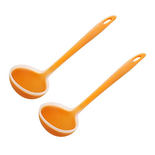 Cutlery Spoon Premium Silicone Ladle2-piece Set Ladle Spoon Cooking Utensil for Serving Soup More （yellow） Kitchen Spoons