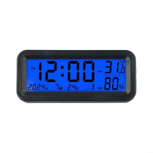 Solar Mini Digitaluhr mit Temperaturanzeige und Datumsfunktion für Auto Armaturenbrett Auto Innenraum Zubehör Luftfeuchtigkeit Monitor