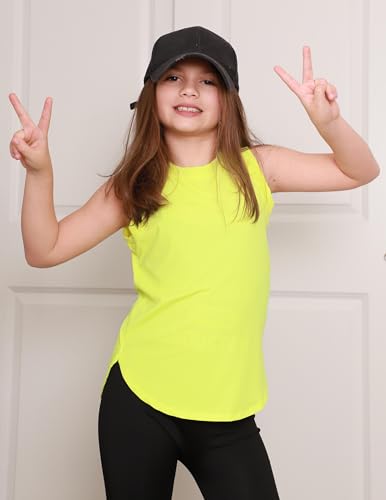 Image of Zaclotre Girls Athletic Tank Tops High-Low Hem Loose Fit Summer Top Kids Sleeveless Sport Shirts 5-14 Years