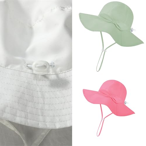 Baby Sun Nursery Hat Bonnet Wide Brimmed Beach for Girls Comfortable Fit for 6-12 Month Olds White2