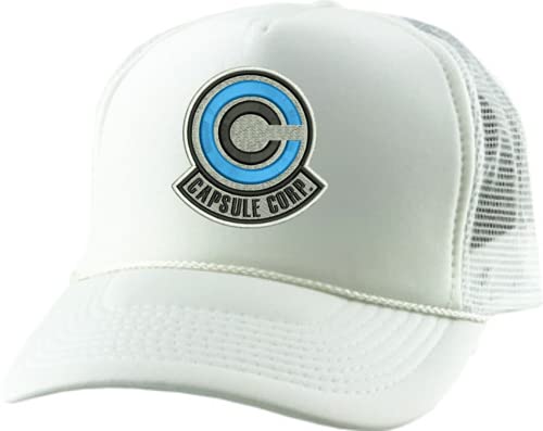 Image of ALLNTRENDS Adjustable Trucker Hat Capsule Corp Embroidered Mesh Baseball Cap Adult Graphic Anime Hats