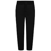 Boys/Men Sturdy FIT/Generous FIT School/Office Trousers Half Elasticated Plus Size Long Leg XS/6XL (2XL, Black)