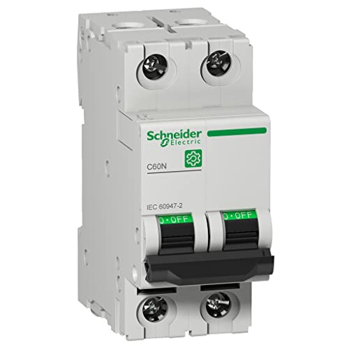 Schneider Electric M9F11210 Multi 9 C60N Interruptor Automático en Miniatura, 2P, 10A, C Curve, 415V, 10kA, 72mm x 36mm x 81mm, Gris