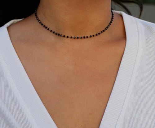 Beaded Necklace for Women, 14K Gold Plated Choker Necklace Delicate Multi Faceted Crystal Beads Choker Summer Boho Jewelry for Women Trendy2