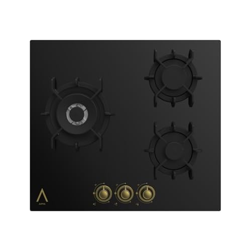 Placa de Gas URANO GOLD Rústica Dorada. Encendido Automático, Wok, Parrillas de Hierro Fundido. **Alta Gama**