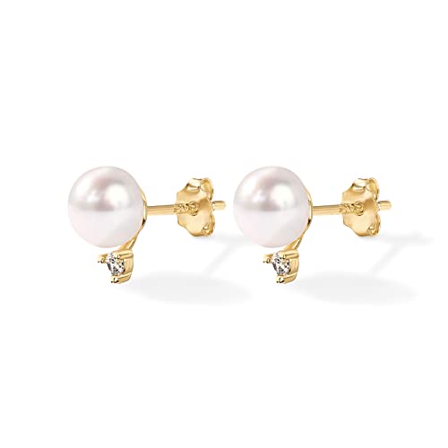 PAVOI 18K Gold Plated 925 Sterling Silver Post Cubic Zirconia | AAA+ Quality Handpicked Freshwater Cultured Stud Button Pearl Earrings3