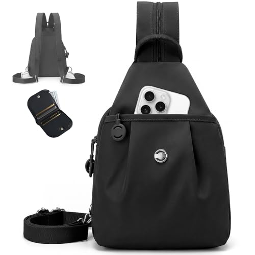 JIECH 3 in 1 Convertible Backpack Anti Theft Crossbody Backpacks Bags for Women Sling Bag with Wallet Oxford Nylon Travel Purses