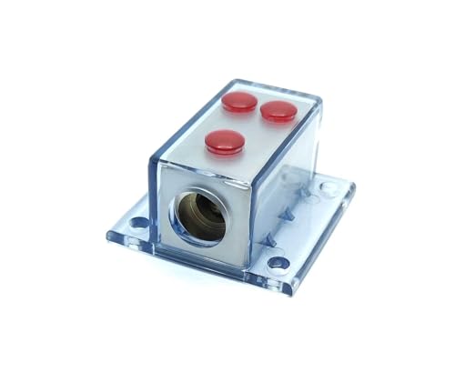 Bissou 2 Way Power Distribution Block, 4 Gauge x 1 in 8 Gauge x 2 Out Power Ground Distributor for Car Audio Amplifier Splitter 1pcs, Silvery