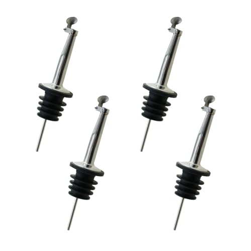 SQXBK 4PCS 105mm Black Stainless Steel Automatic Flip Top Wine Bottle Stopper Olive Oil Dispenser Nozzles for Liquid Bottle