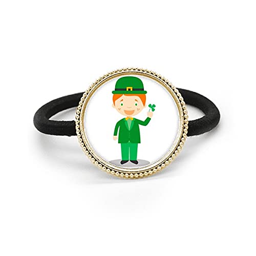Corbata de pelo de plata de metal anti-tirones con tocado de goma verde para peinados firmes