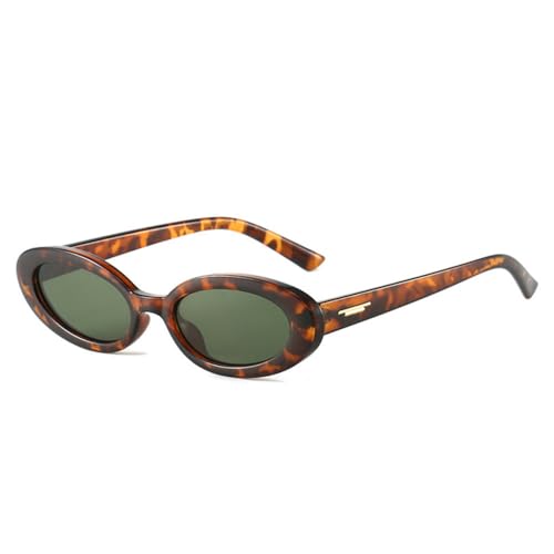 Lunettes de soleil ovales vintage punk look festival leopard vert