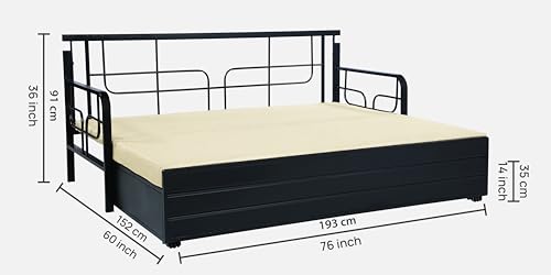 Image of 3 Seater Metal Sofa Cum Bed with Hydraulic Storage | Sofa Set for Living Room, Bedroom, Guest Room| Queen Size Convertible Sofa Bed Comfortable Seating & Sleeping RI Cream Queen D9