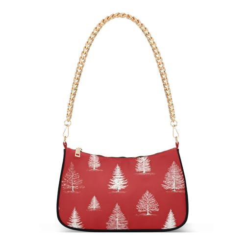Shoulder Bags for Women Christmas Tree Tote HandBag Shoulder Bags purse with Chain Zipper Closure