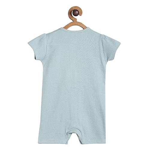 Image of miniklub Baby Front Open Round Neck Short Sleeve Knitted Cotton Multi Color Romper, Pack Of 2 (New Born)