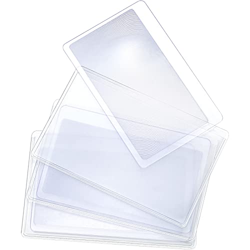 3 Lupas de Tamaño de Tarjeta de Crédito Lente Fresnel de Aumento Lente de Lupa de Lectura Lupa de Bolsillo de Plástico 3X de Tarjeta Ayudar Lectura para Arrancador Fuego, Transparente