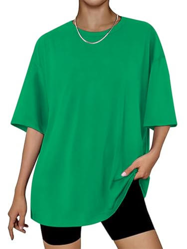OYIGELZ Damen T-Shirt Oversized Lockere Passform Kurzarm Tops Sommer Tshirt Basic Bluse Rundhals Oberteile Weiten Trainiere Tshirt Baumwolle...