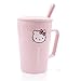 Finex Hello Kitty All Over Pink Ceramic Coffee Mug Water Cup Set with Lid and Spoon