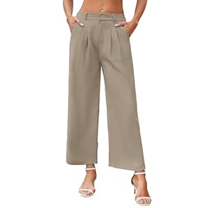 Damenhose mit Weitem Bein Kausale Büro Business Hosen für Damen mit Taschen Arbeitshosen mit hoher Taille Palazzohosen Anzughosen für Damen