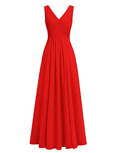 JAEDEN Bridesmaid Dress Long Chiffon Prom Party Dress Evening Chiffon Long Gown Red