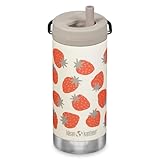 Klean Kanteen TKWide Insulated Bottle β Twist Cap, Steel Straw β Dishwasher β Strawberries 12 oz