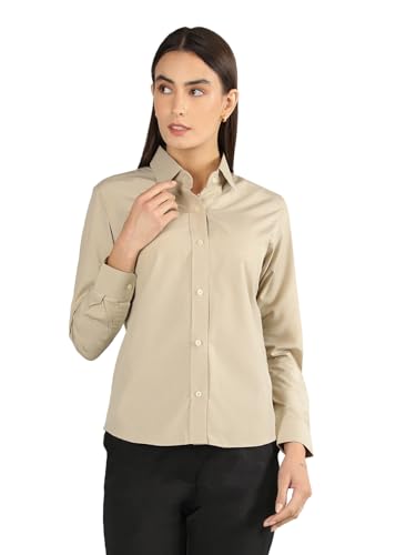 Image of CHKOKKO Women Solid Polycotton Regular Formal Shirt