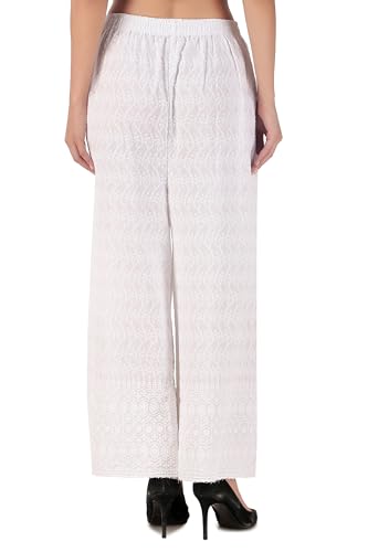 ladyline Women's Embroidered Hakoba Chikhan Palazzo Pant in Rayon with Elastic Closure4