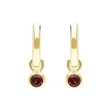 Ivy Gems 9ct Yellow Gold 3mm Garnet Hoop Earrings
