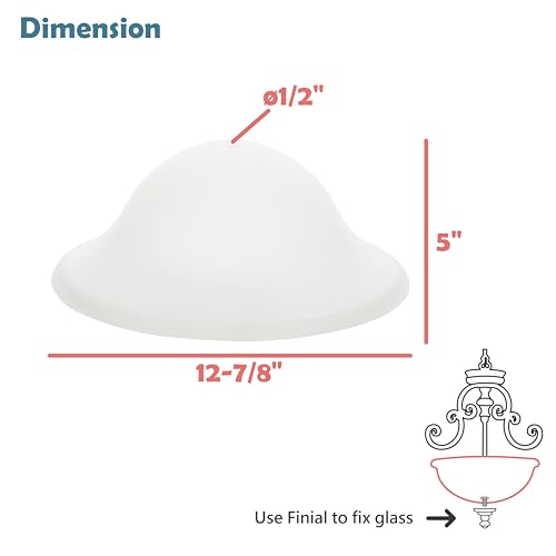 Image of Aspen Creative 25007-64-1 Replacement Frosted Glass shade for Flush Mount or Semi-Flush Mount, 1 /2 inch Central Hole,12-7 /8 inch Diameter x 5 inch Height