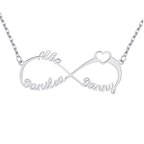Dreamdecor Custom Infinity Name Necklace,Sterling Silver 2 Name Infinity Necklace Personalized Charm Jewelry Gift for Women