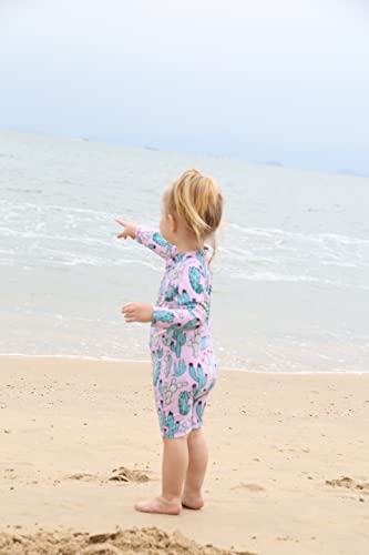 Image of HUAANIUE Toddler Girl Swimsuit Long Sleeve UPF50+ Sun Protection