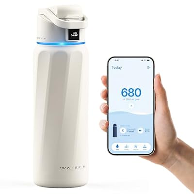 BOOST Smart Water Bottle with Reminder to Drink Water & Water Tracker Bottle - Double Wall Vacuum Insulated Water Bottle Stainless Steel, Wide Mouth 32 oz Water Bottles, Ideal for Gift - White
