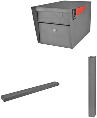 Mail Boss Mail Manager X4 In-Ground Mount Combo Kit Locking Metal Standard Mailbox - Granite