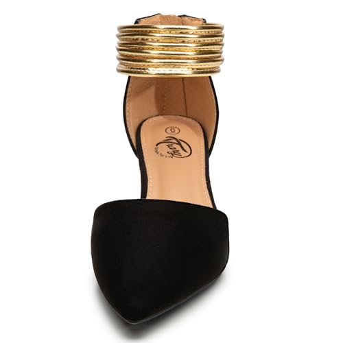 Trary Kitten Heels for Women Closed Pointed Toe Low Stiletto Heels Pumps Shoes Women Comfortable Ankle Strap Pumps 2" Heel Party Dressy Shoes3