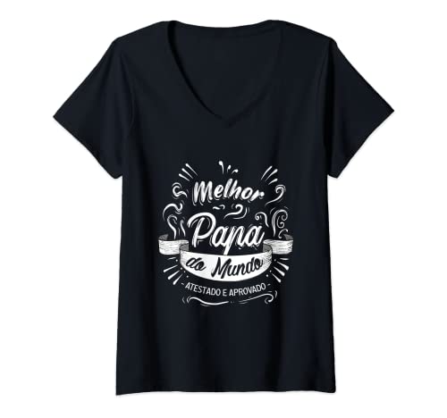 Mulher melhor pai do mundo, dia do pai em português, roupa pai t-shirt decote em V, Preto