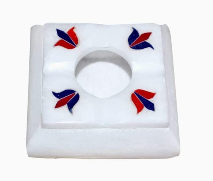 Ashtray Marble Handicraft Marble by Pragathi Marble Handicraft with Inlay Work Cigarette Ashtray for Outdoor Portable Fancy Smoking Ashtray for Car Size= 12×12×10cm Square.-image-21