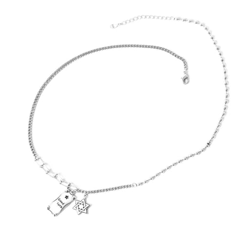 Collier rond femme d'exception, chaîne fine aux finitions étoiles et triangle