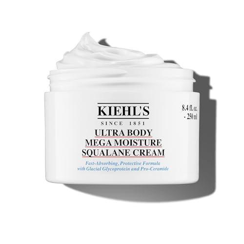 KIEHL’S Ultra Body Mega Moisture Squalane Creme, 250 ml, intensiv feuchtigkeitssspendende Bodylotion für empfindliche, trockene Haut, 72h Feuchtigkeitsversorgung, mit Squalan und Pro-Ceramiden