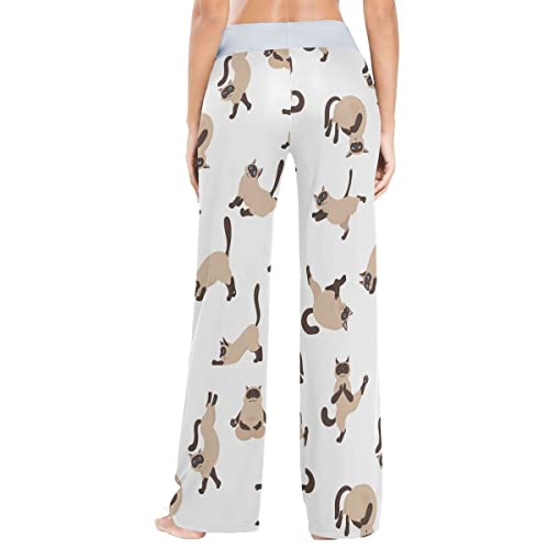 Women's Pajama Pants Siamese Cats Sleepwear Lounge Pajama Bottoms Xl White #TOP3