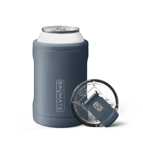 BrüMate Hopsulator Duo 2-in-1 Can Cooler Insulated for 12oz Cans + 100% Leak Proof Tumbler with Lid | Can Insulated for Hard Seltzer, Beer, Soda and Energy Drinks (Nightfall Blue)