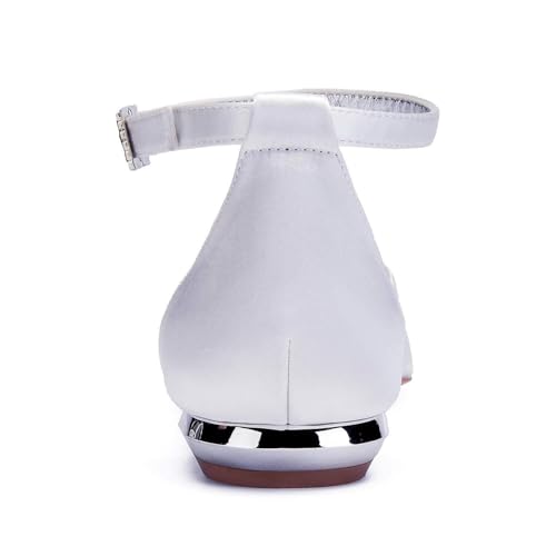 Womens Wedding Shoes Dress Flats Wedding Shoes Women Satin Pointed Toe Ankle Strap Rhinestone Ballet Pumps,Dark Purple,8(Dark Purple,9)4