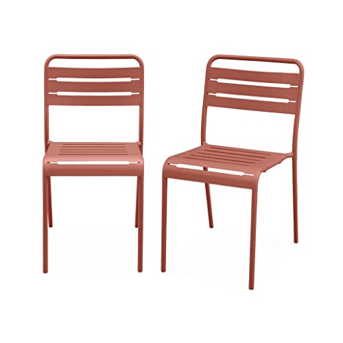 Alice's Garden - Lot de 2 chaises de Jardin Acier. 2 Places. Terracotta. Amelia. L44 x P52 x H79cm