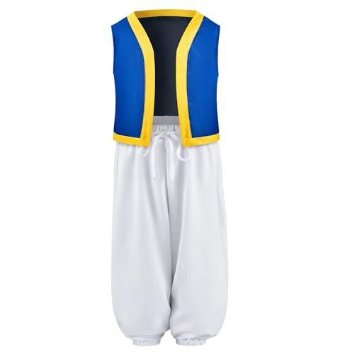 Mavoka Boys Costume Vest Trousers Set Kids Role Play Halloween Party Cosplay 11-12 Years Blue