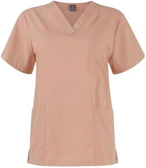 Scrubs for Women Set Casual Solid Medical Uniform Stretch V-Neck Scrub Top & Jogger Pant with Pockets