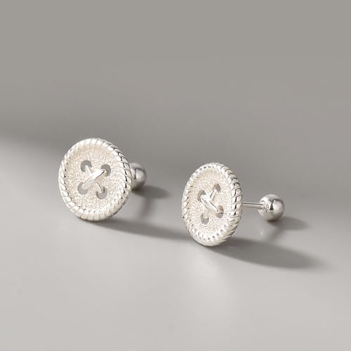 S925 Sterling Silver Coraline Button Stud Earrings/Screw Back3