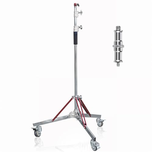 Kate Heavy Duty 10.8ft Light Stand with Casters Adjustable Reinforced Stainless Steel Light Stand Tripod with 3 Wheels for Professional Studio Photography for Softbox Monolight Reflector