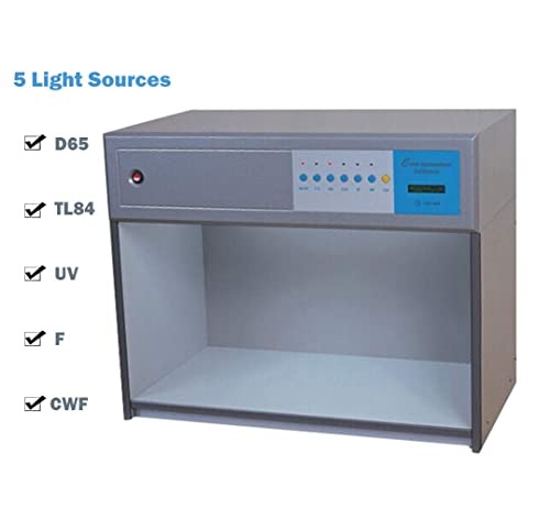 YFYIQI Color Assessment Cabinet Color Matching Box with 5 Light Sources D65 TL84 F UV CWF Applied to Color Difference Testing Industries